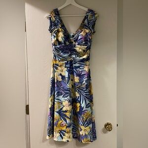 Bettie Page Blue and Yellow Floral dress